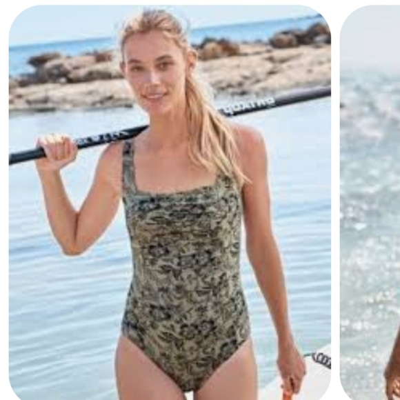 Garnet Hill Womens Ruched Bandeau One-Piece Swimsuit Floral Print Sz 8 - Picture 5 of 5